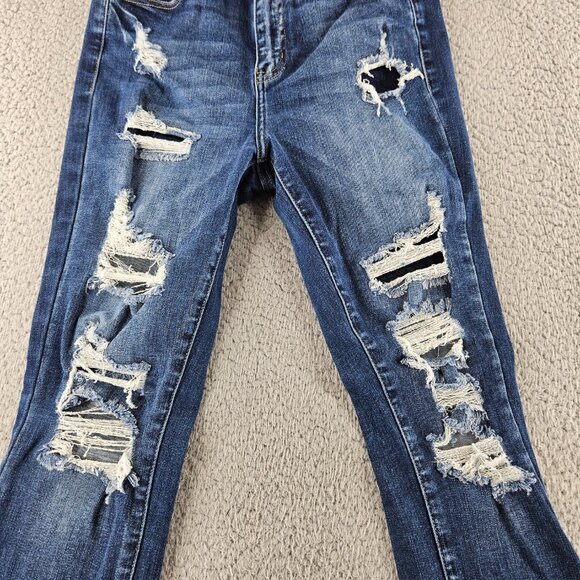 KanCan Jeans Womens 25 Blue Kurvy Ultra High Rise Ankle Skinny Distressed Denim - Picture 3 of 16